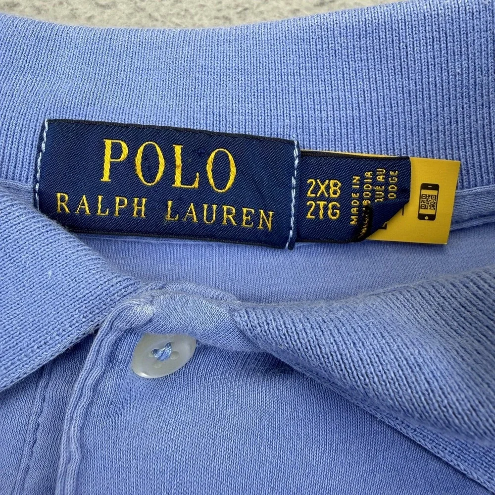 Polo Ralph Lauren Polo Shirt Mens Big‎ 2X Blue Cotton Jersey Pony Logo Casual